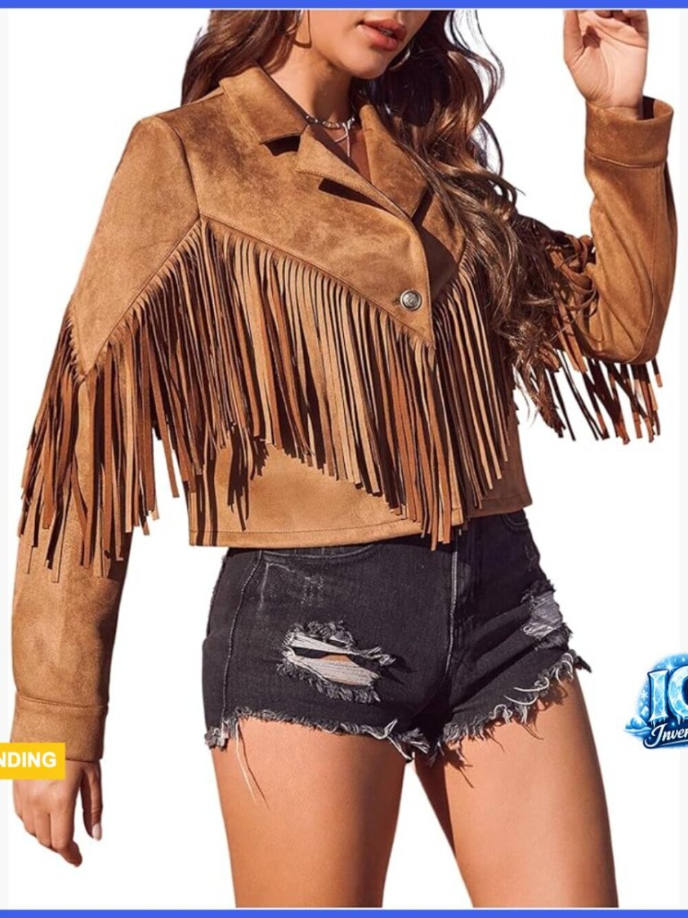 Faux Suede Fringe Open Front Jacket Western Concert Outerwear